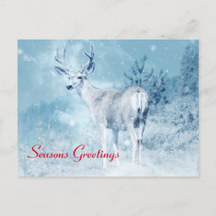 Cartes Pour Fêtes Annuelles Cerfs d'hiver et pins Joyeuses Fêtes