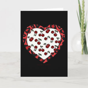 Cartes Pour Fêtes Annuelles Cerises RAB Empreinte de léopard Heart Rockabilly