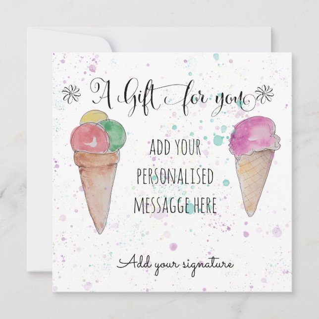 Cartes Pour Fêtes Annuelles Certificat cadeau avec glace aquarelle (Devant)