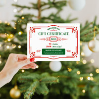 Certificat cadeau de Noël personnalisé