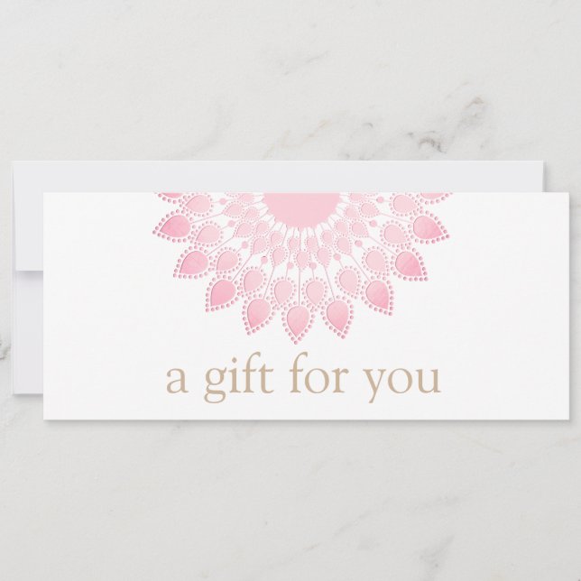Cartes Pour Fêtes Annuelles Certificat cadeau Spa Lotus Mandala rose (Devant)