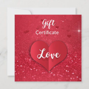 Cartes Pour Fêtes Annuelles Certificat cadeau Valentine Red Paper Heart Glitte