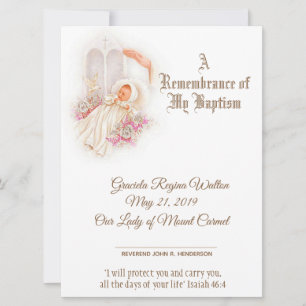Cartes Pour Fêtes Annuelles Certificat de baptême traditionnel pour fille