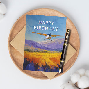 Cartes Pour Fêtes Annuelles Cessna Avion sur l'eau Aquarelle Fun Anniversaire 
