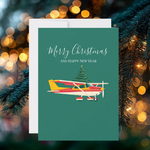 Cartes Pour Fêtes Annuelles Cessna Avion transporte Photo d'Arbre de Noël Drôl