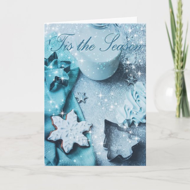 Cartes Pour Fêtes Annuelles C'Est La Parties scintillant Bleue De Saison Noël (Devant)