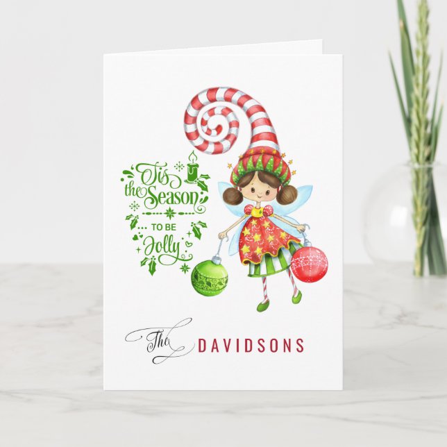 Cartes Pour Fêtes Annuelles C'Est La Saison D'Être Jolly Mignonne Fairy (Devant)