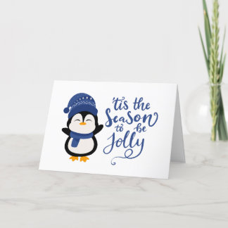 Cartes Pour Fêtes Annuelles C'Est La Saison D'Être Jolly, Pingouin Noël