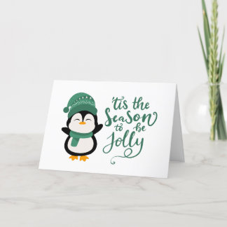 Cartes Pour Fêtes Annuelles C'Est La Saison D'Être Jolly, Pingouin Noël