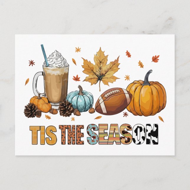 Cartes Pour Fêtes Annuelles C'est la saison Herbstzeit mit Football und Kaffee (Devant)