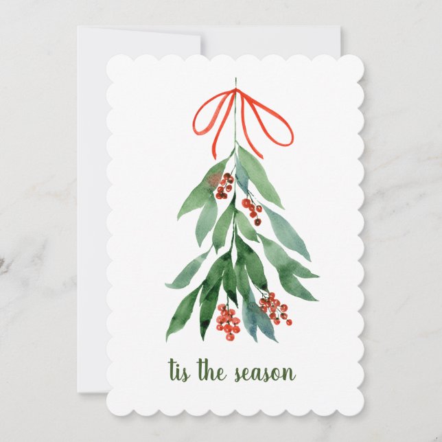 Cartes Pour Fêtes Annuelles c'est la saison Mistletoe aquarelle Noël Holi (Devant)