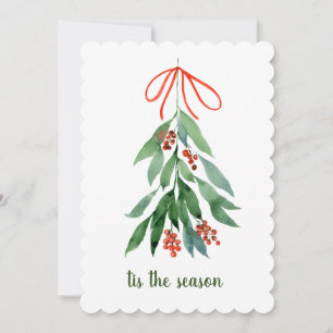 Cartes Pour Fêtes Annuelles c'est la saison Mistletoe aquarelle Noël Holi