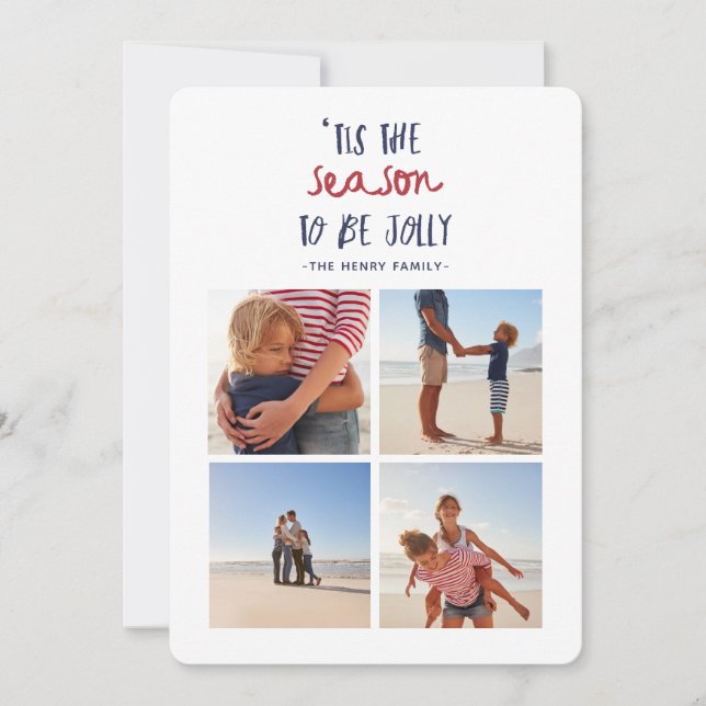 Cartes Pour Fêtes Annuelles 'c'est la saison multi-quatre photo famille noël (Devant)