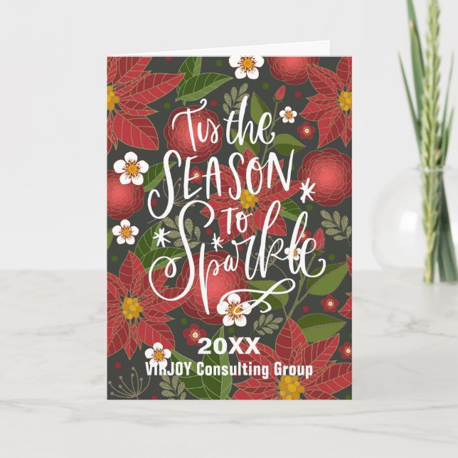 Cartes Pour Fêtes Annuelles C'Est La Saison Pour Éclater Red Poinsettia Busine (Devant)