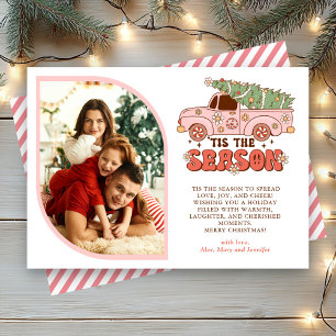 Cartes Pour Fêtes Annuelles C'est la saison Super Pink Truck Photo Noël