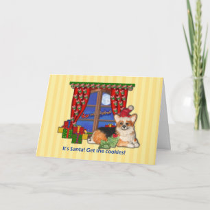 Cartes Pour Fêtes Annuelles "C'est Père Noël ! Obtenez les cookies !" Corgi Ch