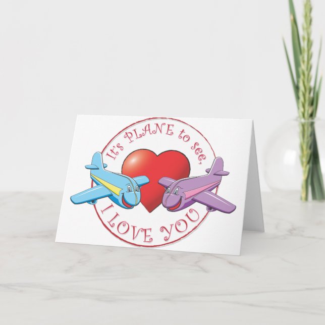 Cartes Pour Fêtes Annuelles C'est PLANE de voir, JE T'AIME (Devant)