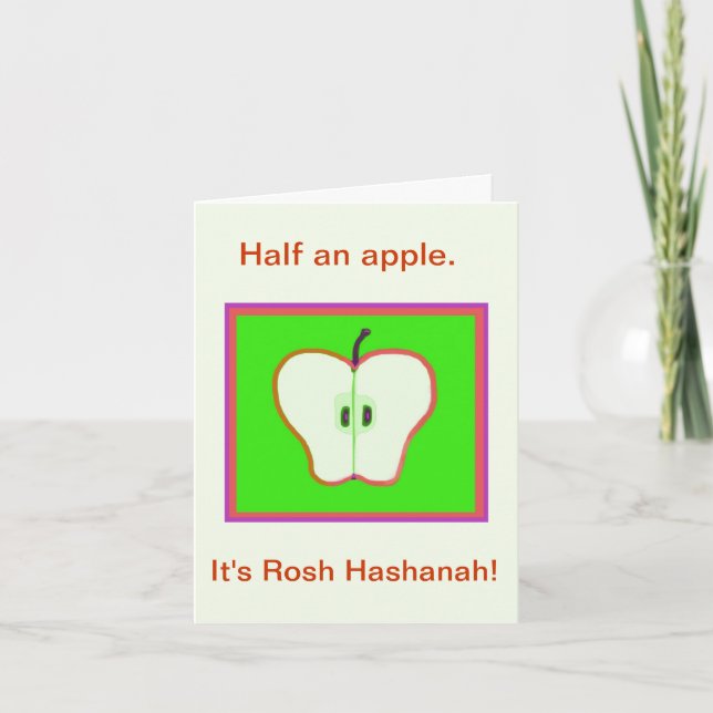 Cartes Pour Fêtes Annuelles C'est Roch Hachana ! Une demi-pomme ! (Devant)