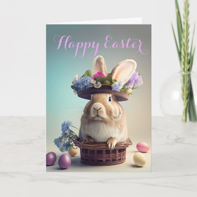 Cartes Pour Fêtes Annuelles C'est un Casquette ! Petit lapin dans un Casquette (Devant)