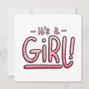 Cartes Pour Fêtes Annuelles C'est une fille Genre Révéler Grossesse rose Gradi