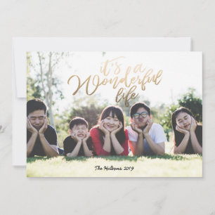 Cartes Pour Fêtes Annuelles C'est une vie merveilleuse Gold Foil Photo de Noël