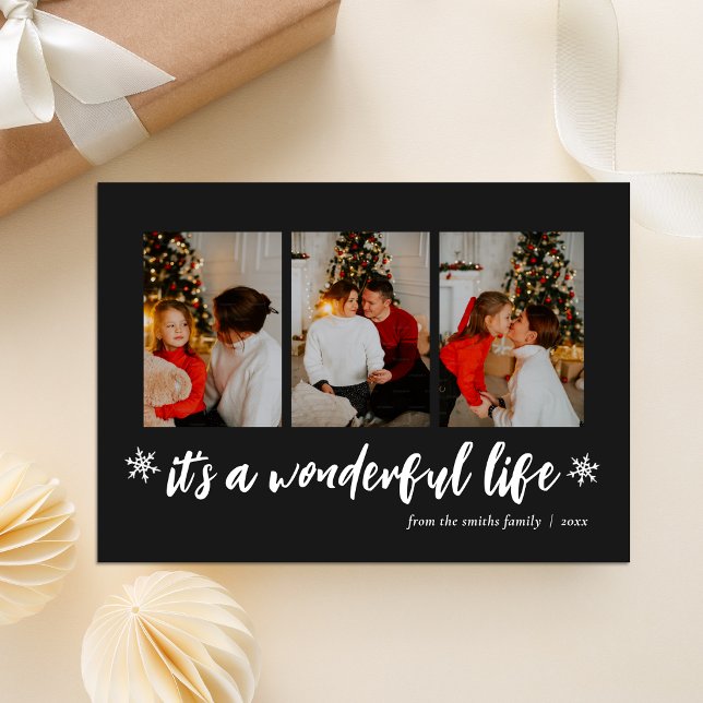 Cartes Pour Fêtes Annuelles C'est une vie merveilleuse Noir Noël 3 Photo (Créateur téléchargé)