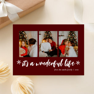 Cartes Pour Fêtes Annuelles C'est une vie merveilleuse Red Christmas Photo Col