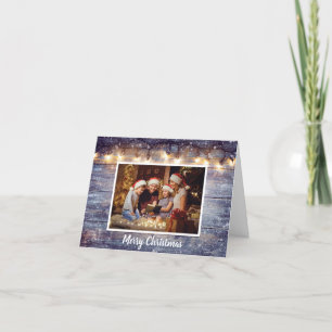 Cartes Pour Fêtes Annuelles Chaîne Lumière Bois Rustique Photo
