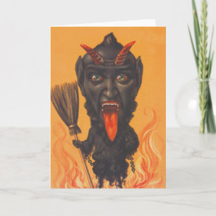 Cartes Pour Fêtes Annuelles Chaînes d'enfer Krampus Broom