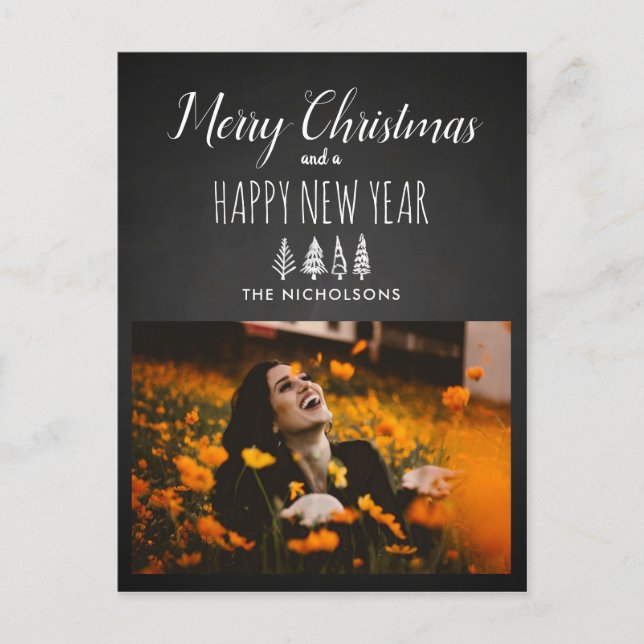 Cartes Pour Fêtes Annuelles Chalboard Noël & Nouvel An | Photo de vacances (Devant)