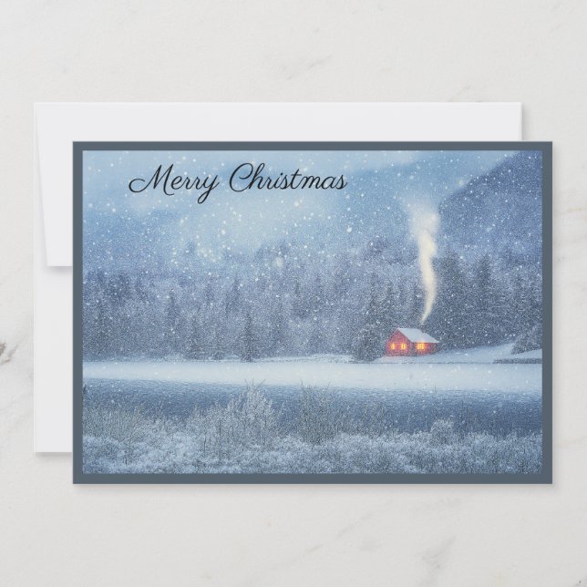 Cartes Pour Fêtes Annuelles Chalet de lac d'hiver (Devant)