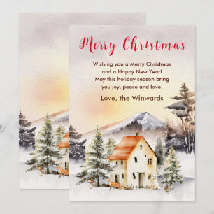 Cartes Pour Fêtes Annuelles Chalet de vacances d'hiver Joyeux Noël