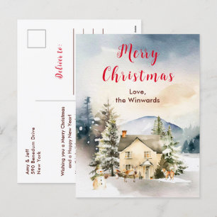Cartes Pour Fêtes Annuelles Chalet de vacances d'hiver Joyeux Noël