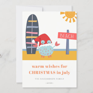 Cartes Pour Fêtes Annuelles Chaleureux Noël en Juillet Plage Sable Crabe