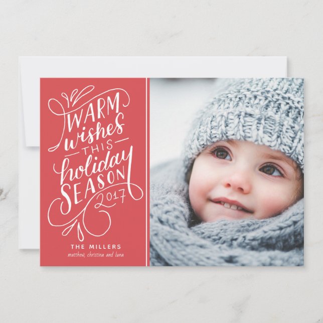 Cartes Pour Fêtes Annuelles Chaleureux Souhaits Cette Main De Vacances Lettré  (Devant)