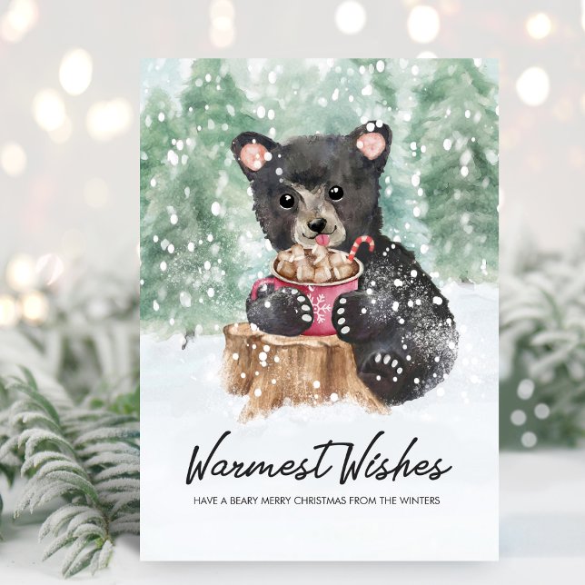 Cartes Pour Fêtes Annuelles Chaleureux souhaits Ours Cub cacao Noël (Créateur téléchargé)
