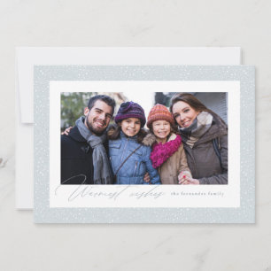 Cartes Pour Fêtes Annuelles Chaleureux souhaits une photo cadre enneigé simple