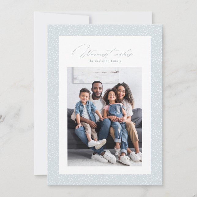 Cartes Pour Fêtes Annuelles Chaleureux souhaits une photo enneigée cadre simpl (Devant)