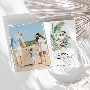 Cartes Pour Fêtes Annuelles Chaleureux voeux Tropical Santa Claus Photo de Noë
