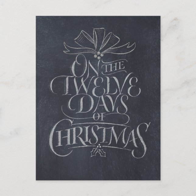 Cartes Pour Fêtes Annuelles Chalk noir "12 Jours de Noël" (Devant)