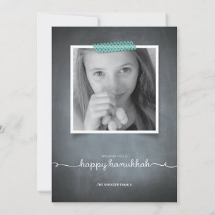 Cartes Pour Fêtes Annuelles Chalkboard Blue Washi Tape Hanukkah Photo Card