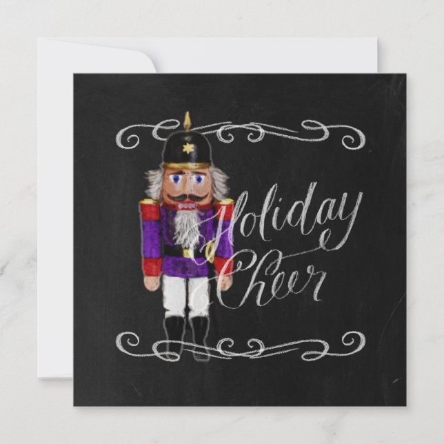 Cartes Pour Fêtes Annuelles Chalkboard de vacances pourpre et noir rouge (Devant)