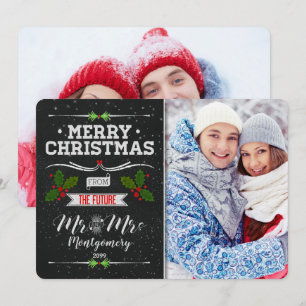Cartes Pour Fêtes Annuelles Chalkboard Future M. et Mme Christmas 2 Photo