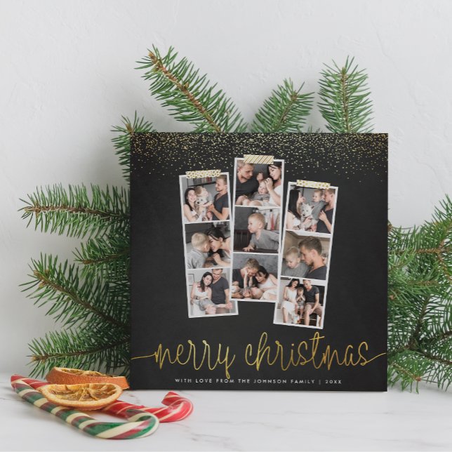 Cartes Pour Fêtes Annuelles Chalkboard & Gold Joyeux Noël photo de Noël (The Card Front Mock-up)