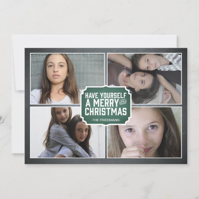 Cartes Pour Fêtes Annuelles Chalkboard Green Framed Holiday Photo Card (Devant)