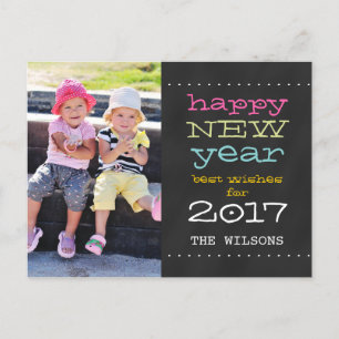 Cartes Pour Fêtes Annuelles Chalkboard Happy New Year Holiday Photo Postcard