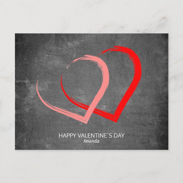 Cartes Pour Fêtes Annuelles Chalkboard Hearts Custom Modern Valentine`s Day (Devant)