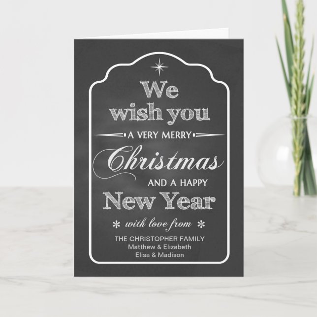 Cartes Pour Fêtes Annuelles Chalkboard - Nous vous souhaitons un joyeux Noël (Devant)