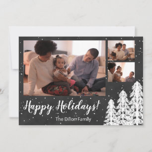 Cartes Pour Fêtes Annuelles Chalkboard Snowboard Pine Tree Holiday