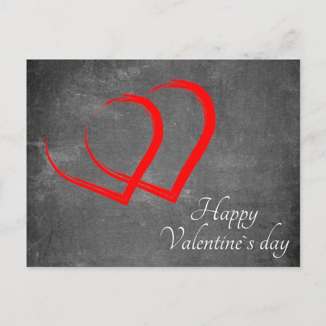 Cartes Pour Fêtes Annuelles Chalkboard Valentine`s Day Coeurs rouges Élégant (Devant)